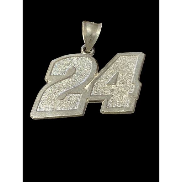 LARGE Sterling Silver Jeff Gordon #24 Nascar Charm - Picture 1 of 2